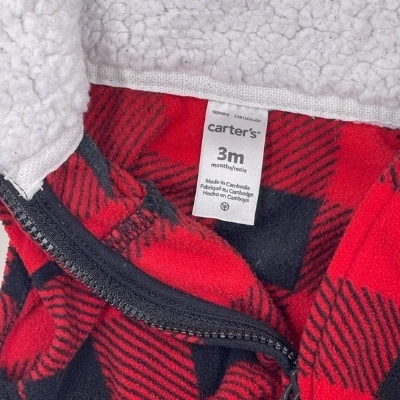 CARTER’S Fleece Buffalo Plaid 3m Soft Kids Vest - Picture 4 of 5